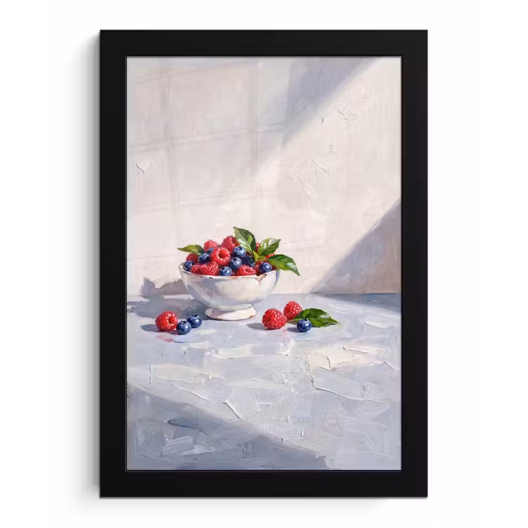 Framed Prints - Berries - Bowl - Food - Bessen - Kom - Eten fotolijst zwart zonder passe partout klein