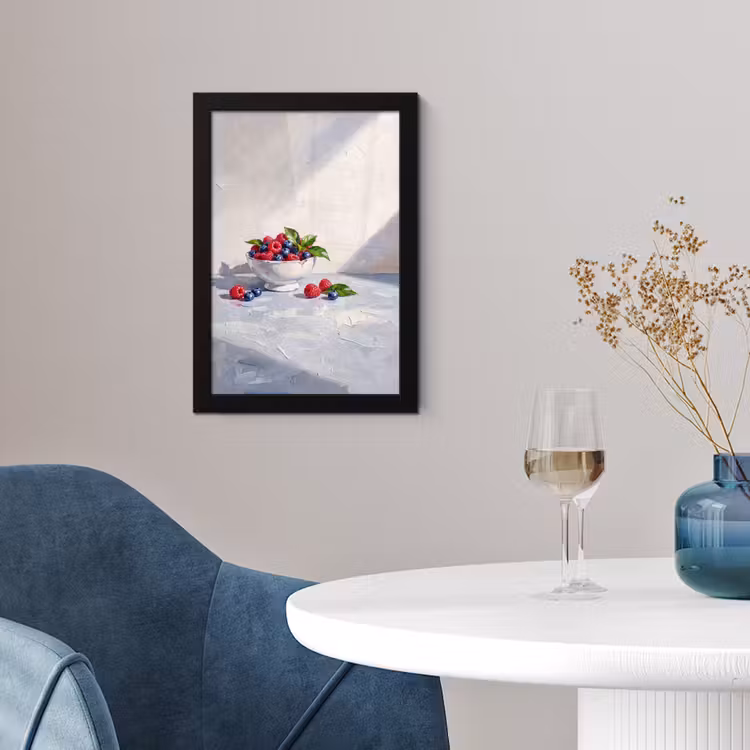 Framed Prints - Berries - Bowl - Food - Bessen - Kom - Eten fotolijst zwart zonder passe partout klein