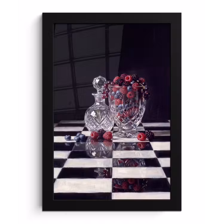Framed Prints - Berries - Crystal - Still Life - Bessen - Kristal - Stilleven fotolijst zwart zonder passe partout klein