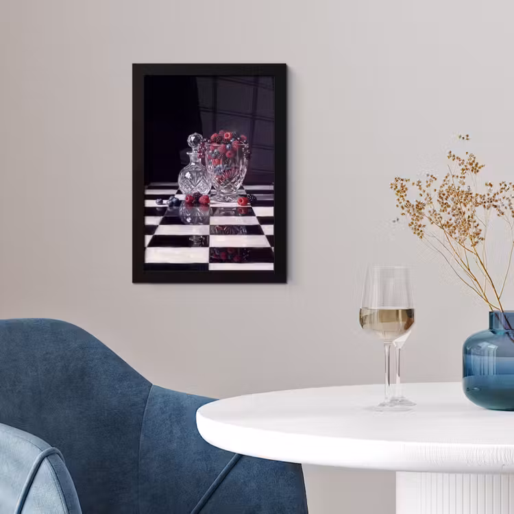 Framed Prints - Berries - Crystal - Still Life - Bessen - Kristal - Stilleven fotolijst zwart zonder passe partout klein