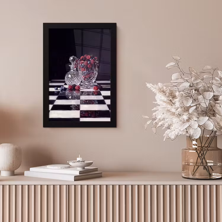 Framed Prints - Berries - Crystal - Still Life - Bessen - Kristal - Stilleven fotolijst zwart zonder passe partout klein