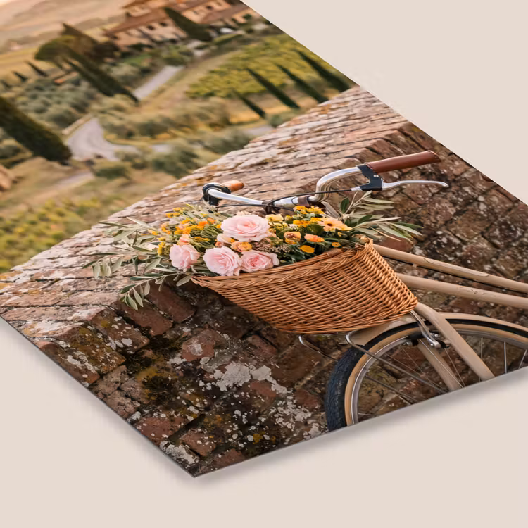 Fiets - Bloemen - Toscane - Landschap - Roze fotolijst zwart zonder passe partout klein -zsfeer6
