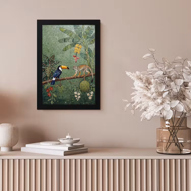 Vogel - Dier - Jungle - Mozaïek - Natuur fotolijst zwart zonder passe partout klein -sfeer5