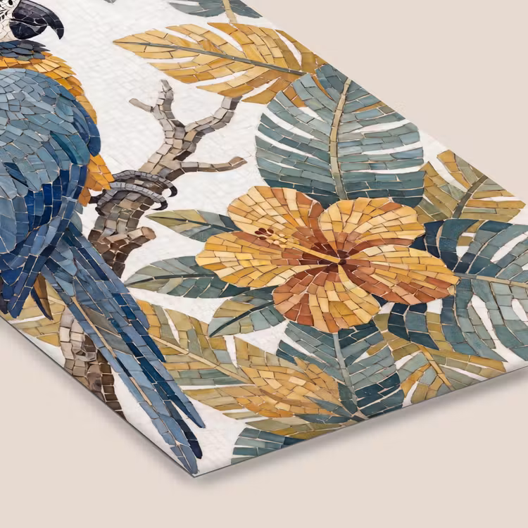 Vogel - Tak - Natuur - Mozaïek - Blauw fotolijst zwart zonder passe partout klein -zsfeer6