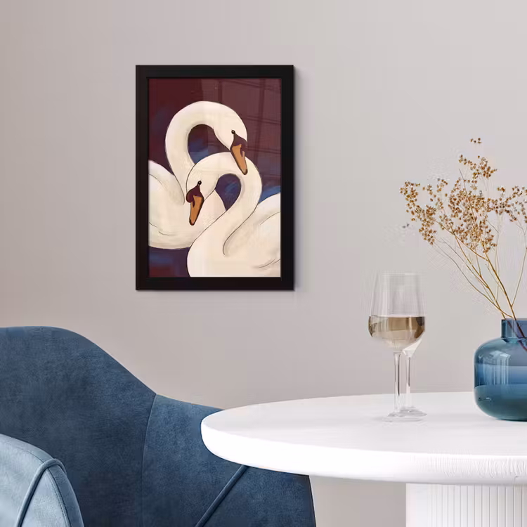 Vogel - Koppel - Liefde - Abstract - Wit fotolijst zwart zonder passe partout klein -sfeer4