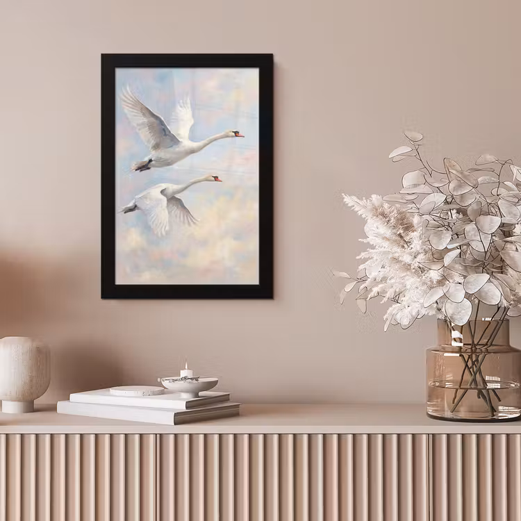 Vogel - Vliegend - Lucht - Modern - Pastel fotolijst zwart zonder passe partout klein -sfeer5