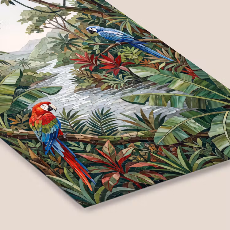 Vogel - Jungle - Natuur - Mozaïek - Groen fotolijst zwart zonder passe partout klein -zsfeer6