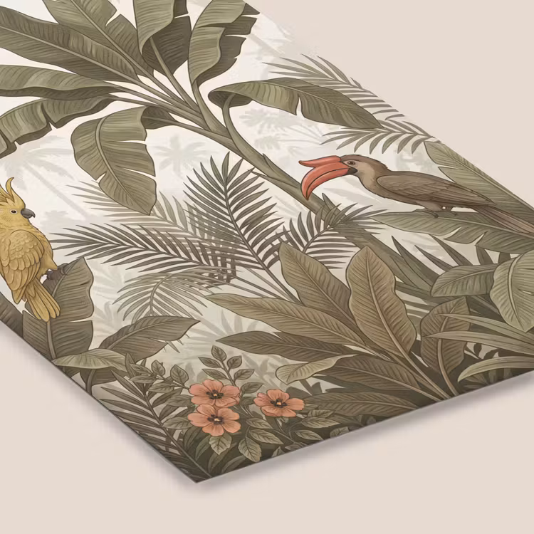 Vogel - Jungle - Tropisch - Illustratie - Groen fotolijst zwart zonder passe partout klein -zsfeer6