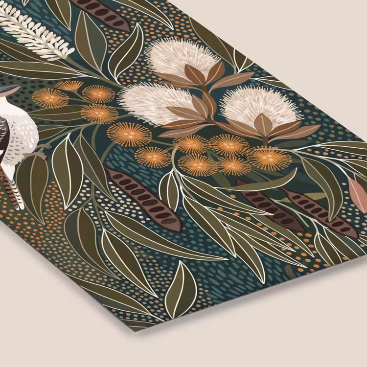 Vogel - Bladeren - Natuur - Illustratie - Groen fotolijst zwart zonder passe partout klein -zsfeer6