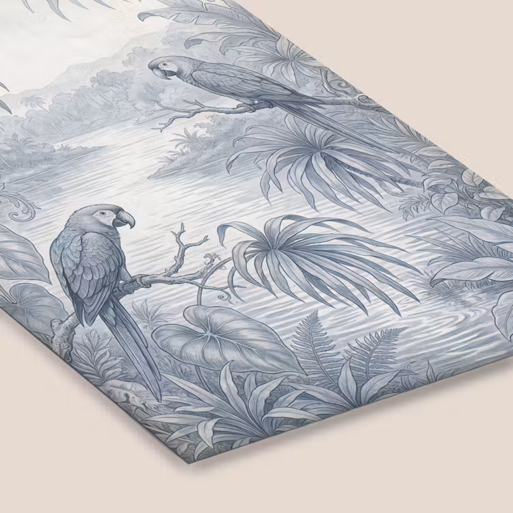 Vogel - Rivier - Tropisch - Illustratie - Blauw fotolijst zwart zonder passe partout klein -zsfeer6