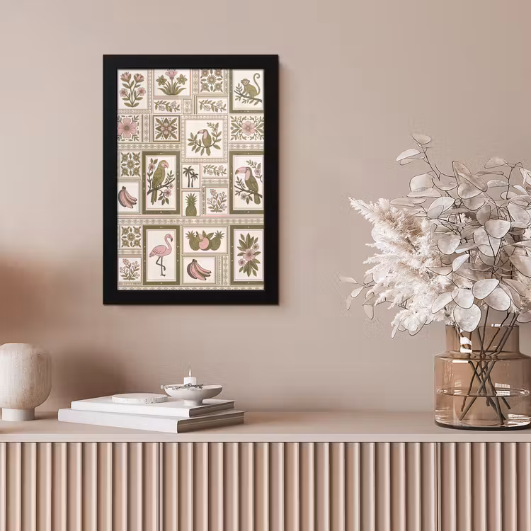 Vogel - Tropisch - Patroon - Decoratief - Groen fotolijst zwart zonder passe partout klein -sfeer5