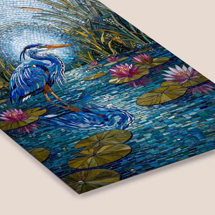 Vogel - Water - Natuur - Abstract - Blauw fotolijst zwart zonder passe partout klein -zsfeer6