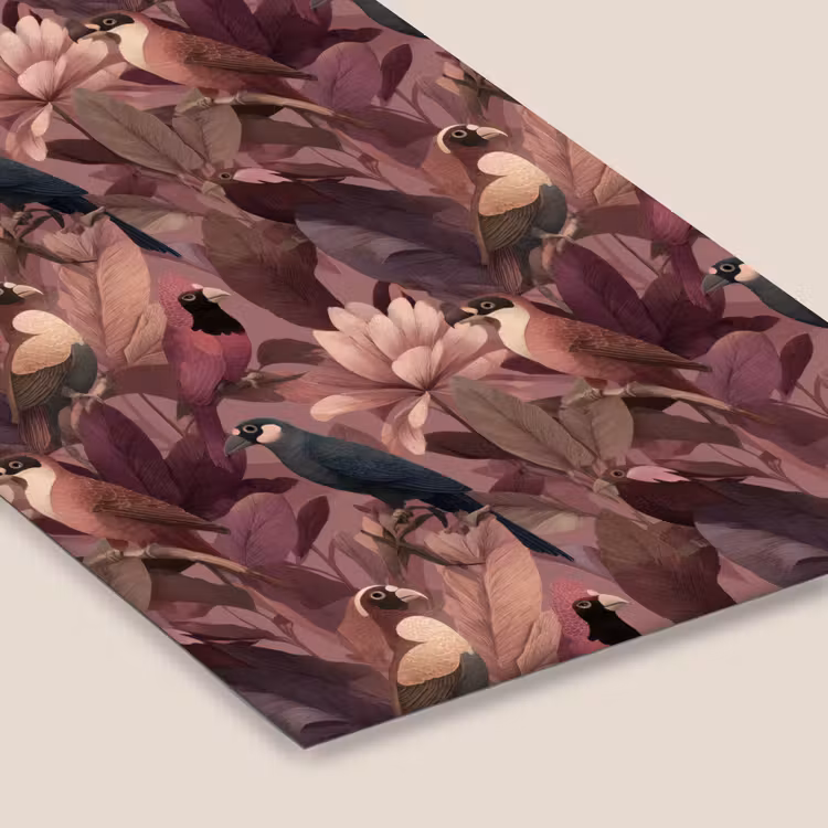 Vogels - Bladeren - Roze fotolijst zwart zonder passe partout klein 224 -zsfeer6