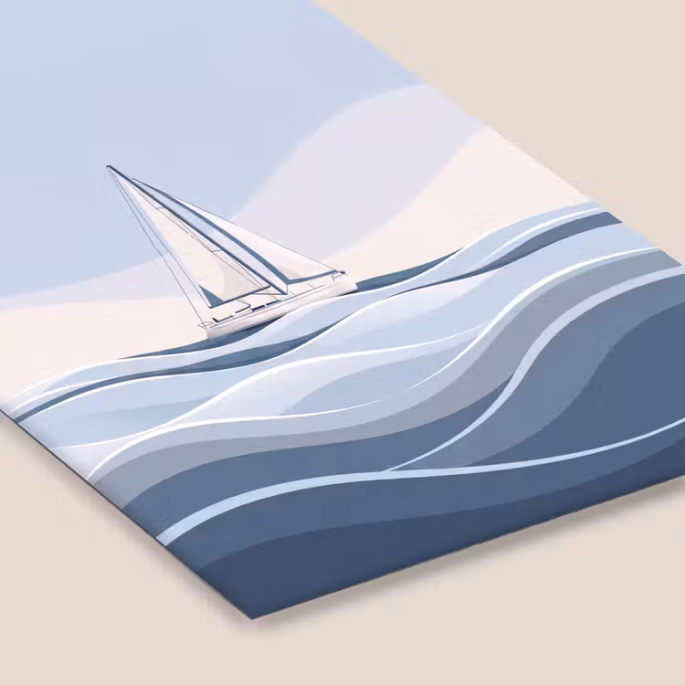 Boot - Zeil - Zee - Modern - Beige fotolijst zwart zonder passe partout klein -zsfeer6