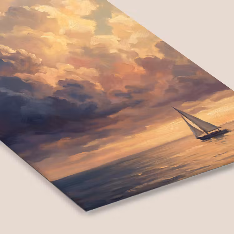 Boot - Zonsondergang - Zee - Natuur - Goud fotolijst zwart zonder passe partout klein -zsfeer6