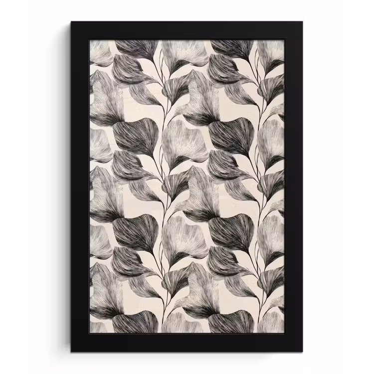Botanisch - Bladeren - Zwart fotolijst zwart zonder passe partout klein 224 -3d