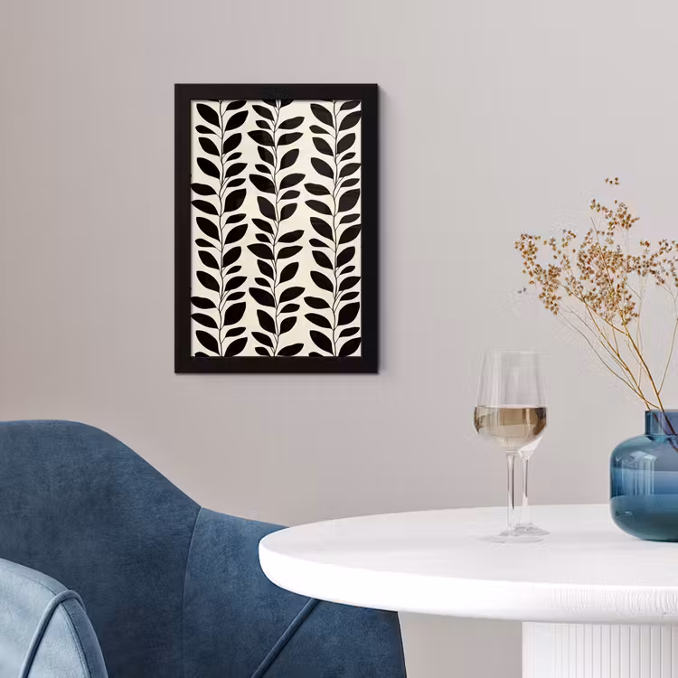 Botanisch - Dessin - Zwart - Beige fotolijst zwart zonder passe partout klein 224 -sfeer4