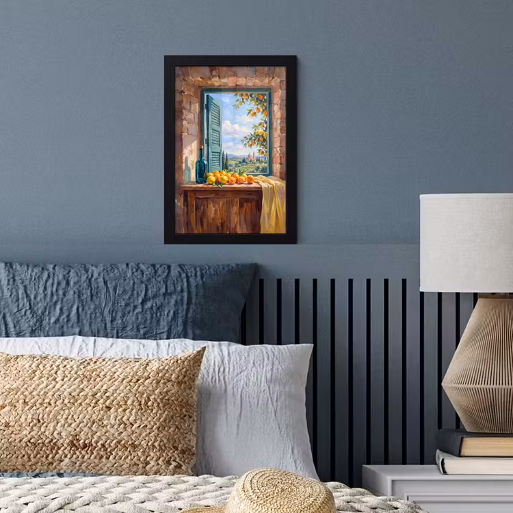 Framed Prints - Bottle - Fruit - Still Life - Fles - Fruit - Stilleven fotolijst zwart zonder passe partout klein