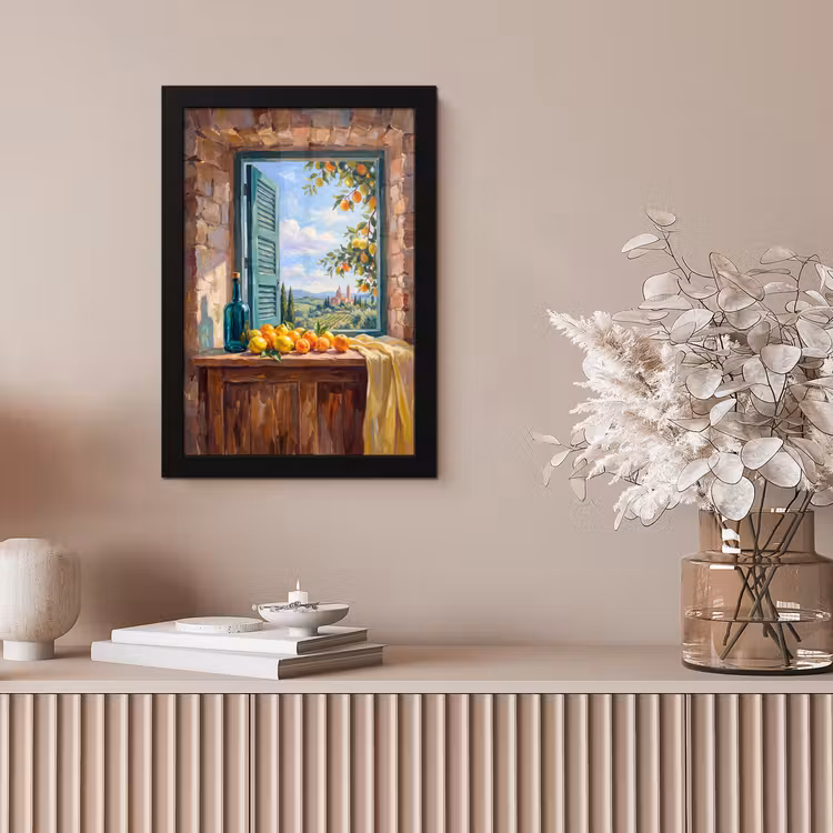 Framed Prints - Bottle - Fruit - Still Life - Fles - Fruit - Stilleven fotolijst zwart zonder passe partout klein