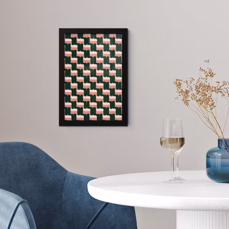Vlechtpatroon - Groen - Roze - Geometrisch fotolijst zwart zonder passe partout klein 224 -sfeer4