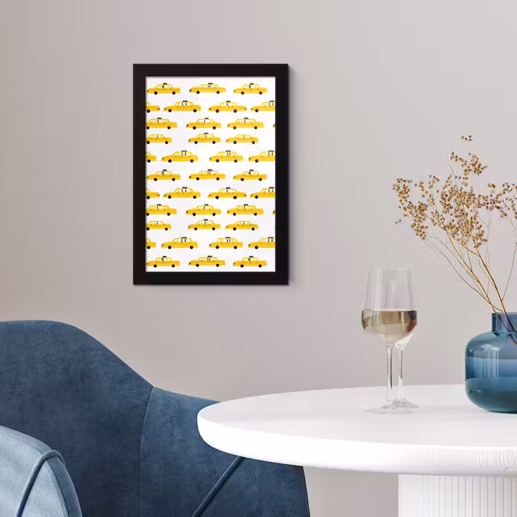Taxi - Iconisch - Geel fotolijst zwart zonder passe partout klein 224 -sfeer4