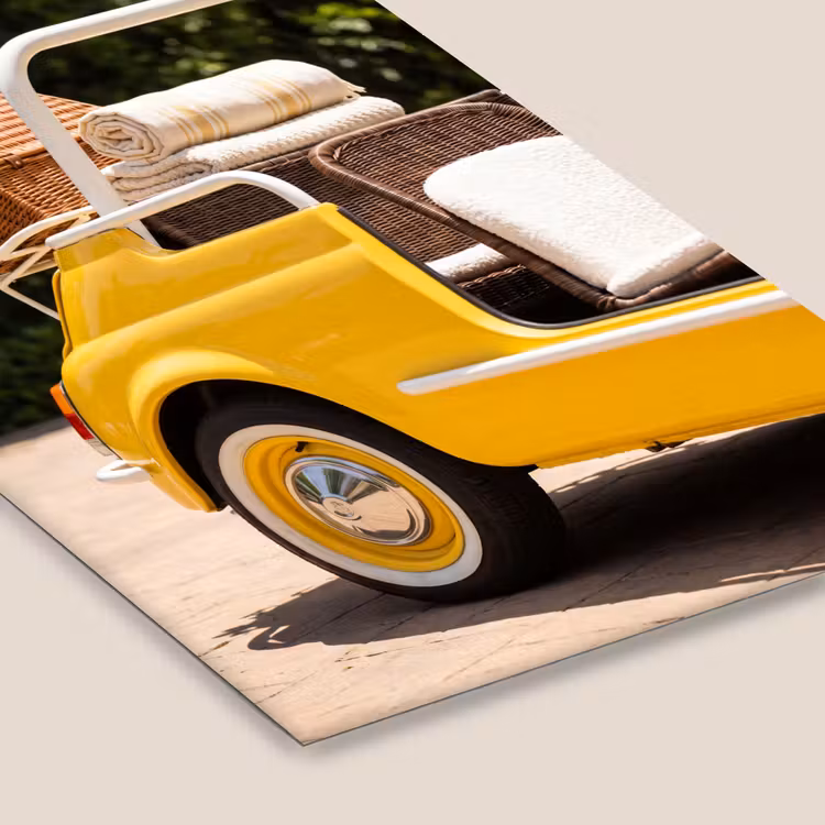 Auto - Picknick - Zomer - Geel fotolijst zwart zonder passe partout klein -zsfeer6