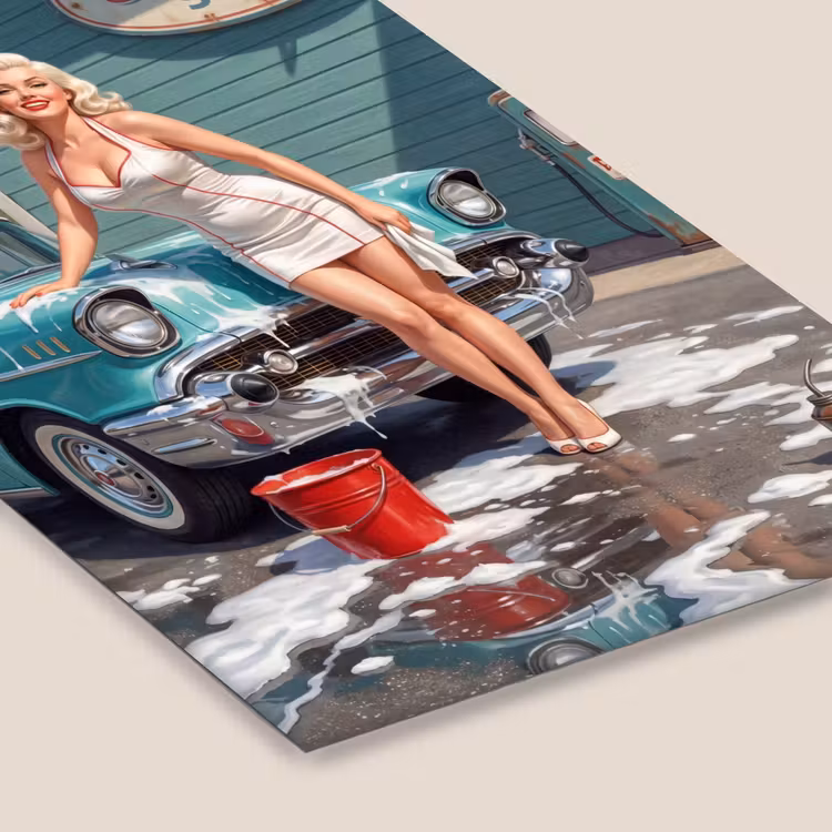 Auto - Vrouw - Groen fotolijst zwart zonder passe partout klein -zsfeer6