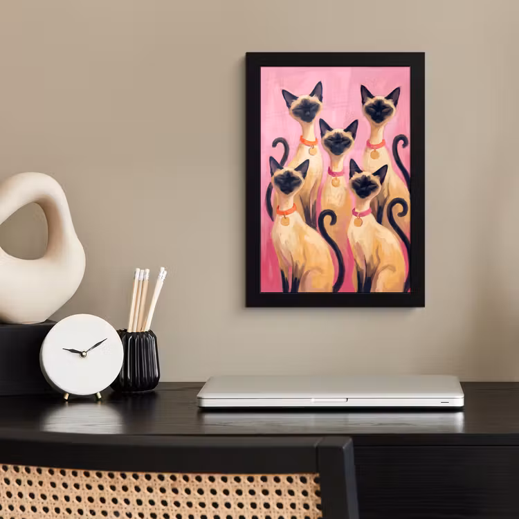 Kat - Groep - Dieren - Modern - Roze fotolijst zwart zonder passe partout klein -sfeer1