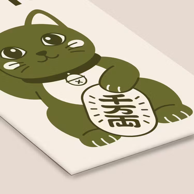 Kat - Geluk - Dieren - Modern - Groen fotolijst zwart zonder passe partout klein -zsfeer6