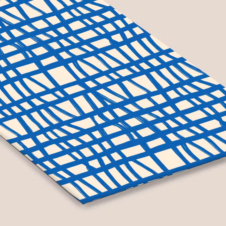 Ruitpatroon - Blauw - Crème fotolijst zwart zonder passe partout klein 224 -zsfeer6