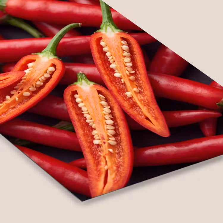 Framed Prints - Chili Pepper - Open - Red - Chilipeper - Open - Rood fotolijst zwart zonder passe partout klein