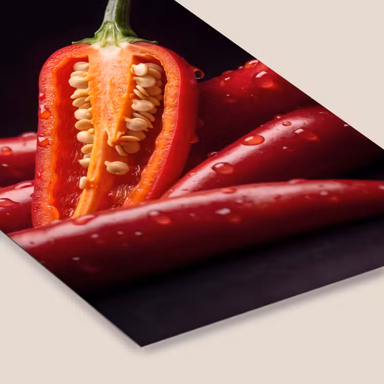 Framed Prints - Chili Pepper - Red - Food - Chilipeper - Rood - Eten fotolijst zwart zonder passe partout klein