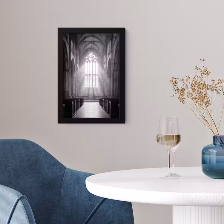 Kerk - Interieur - Lichtstralen - Architectuur - Klassiek fotolijst zwart zonder passe partout klein -sfeer4