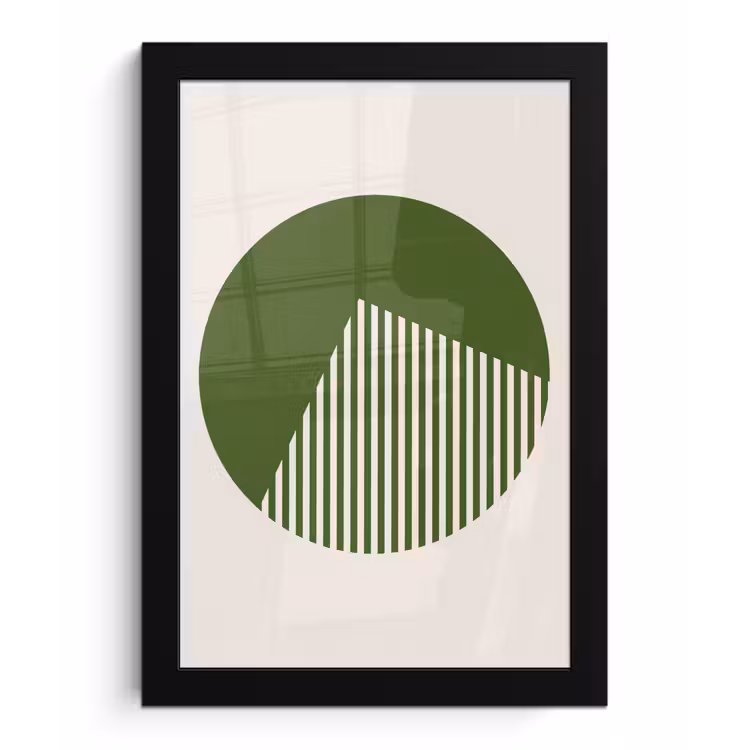 Cirkel - Strepen - Geometrisch - Abstract - Groen fotolijst zwart zonder passe partout klein -3d