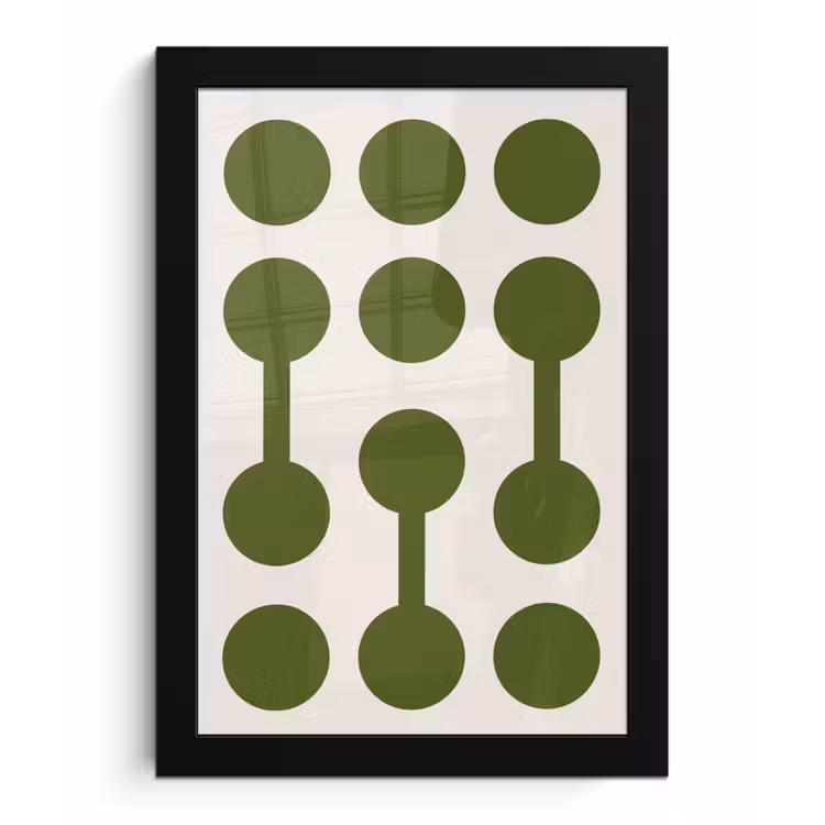 Cirkels - Geometrisch - Abstract - Modern - Groen fotolijst zwart zonder passe partout klein -3d