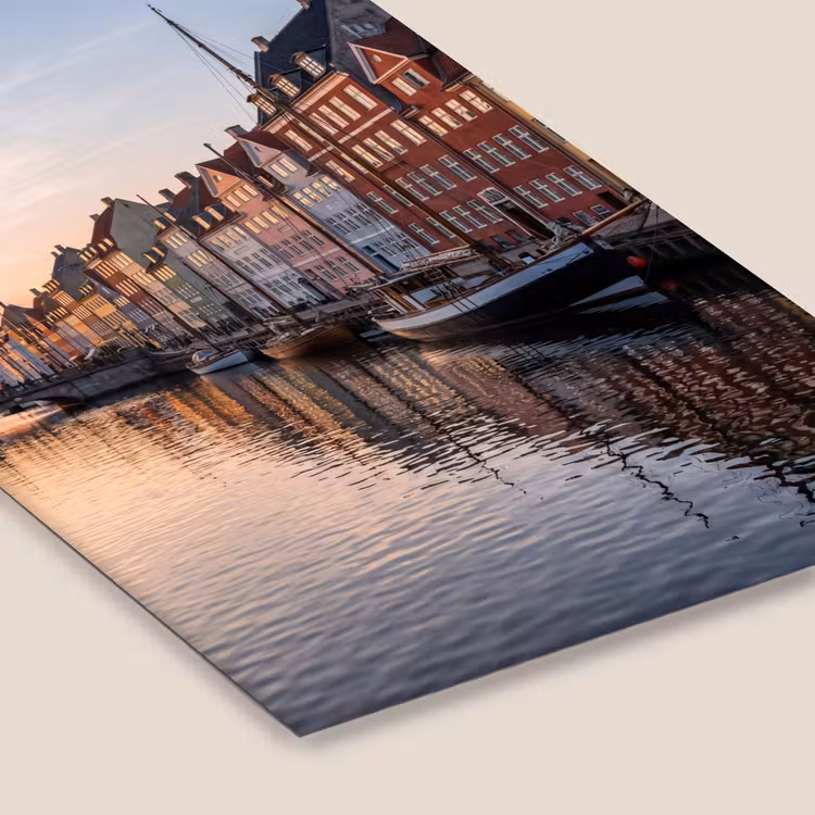 Stad - Gracht - Zonsondergang - Klassiek - Kleurrijk fotolijst zwart zonder passe partout klein -zsfeer6
