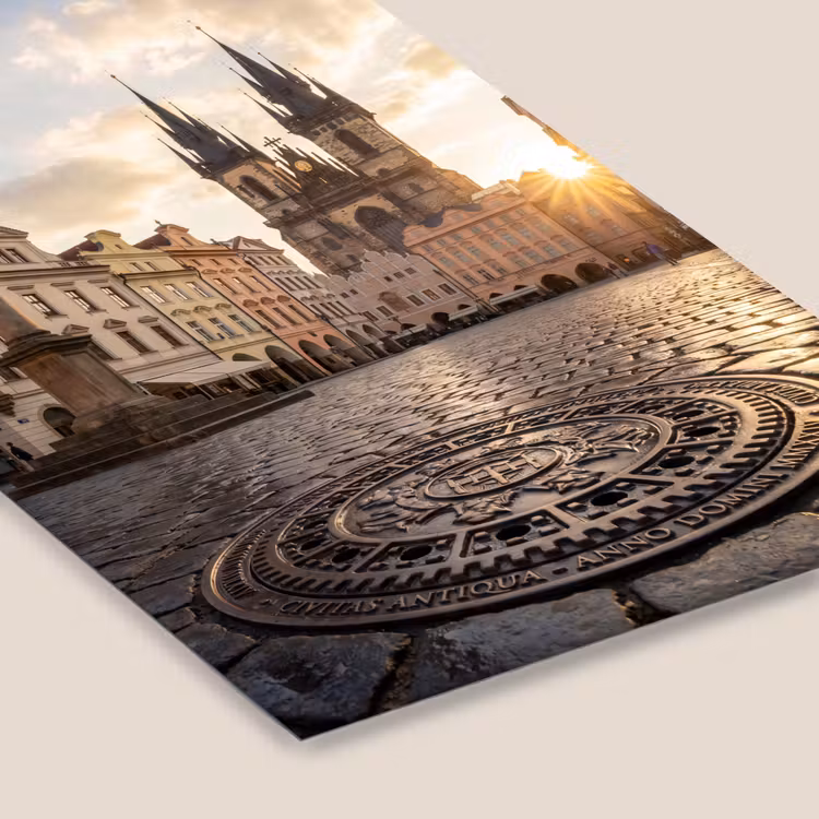 Stad - Praag - Ochtend - Architectuur - Goud fotolijst zwart zonder passe partout klein -zsfeer6