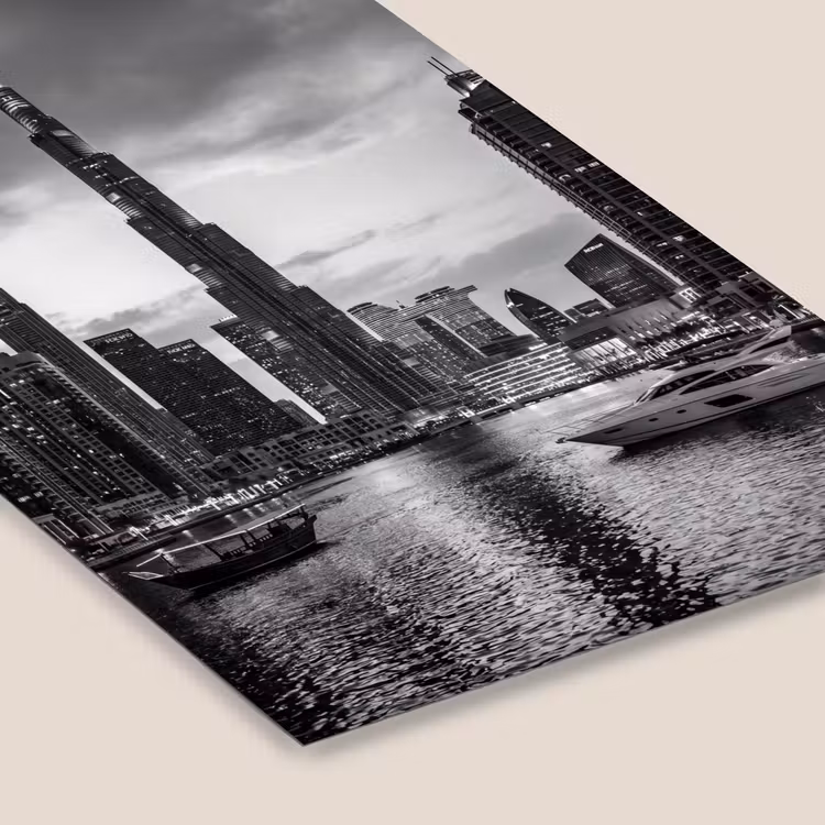 Stad - Skyline - Architectuur - Avond - Zwart-wit fotolijst zwart zonder passe partout klein -zsfeer6