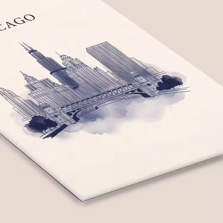 Stad - Skyline - Architectuur - Lijntekening - Blauw fotolijst zwart zonder passe partout klein -zsfeer6