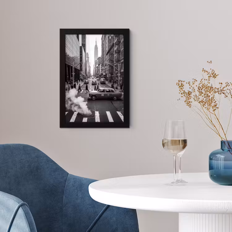 Stad - Straat - Gebouwen - Verkeer - Zwart-wit fotolijst zwart zonder passe partout klein -sfeer4