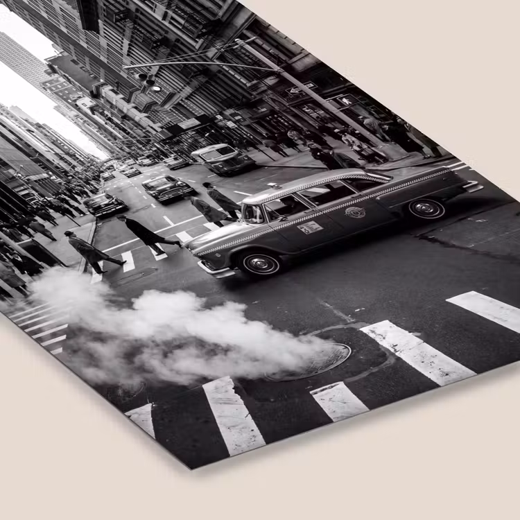 Stad - Straat - Gebouwen - Verkeer - Zwart-wit fotolijst zwart zonder passe partout klein -zsfeer6