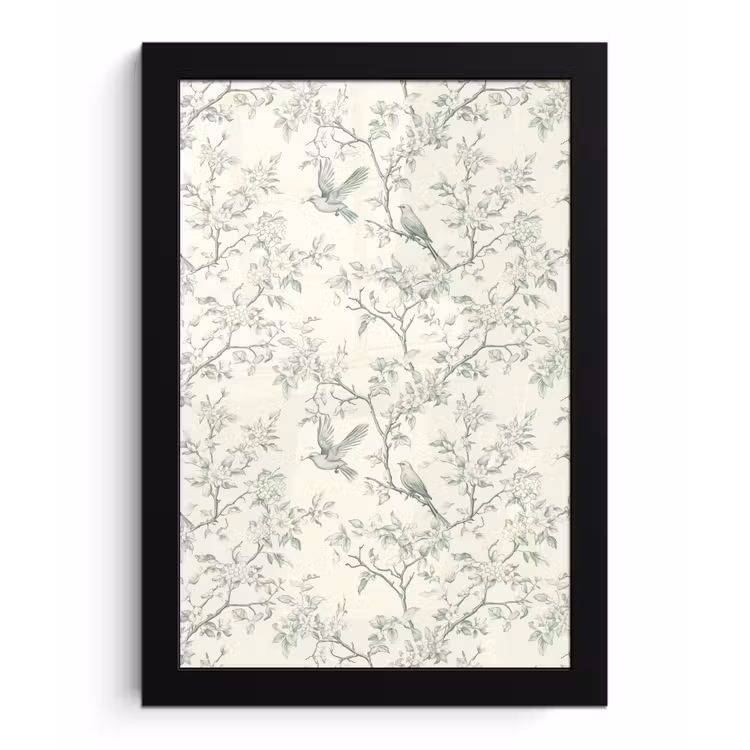Klassiek - Vogels - Groen fotolijst zwart zonder passe partout klein 224 -3d