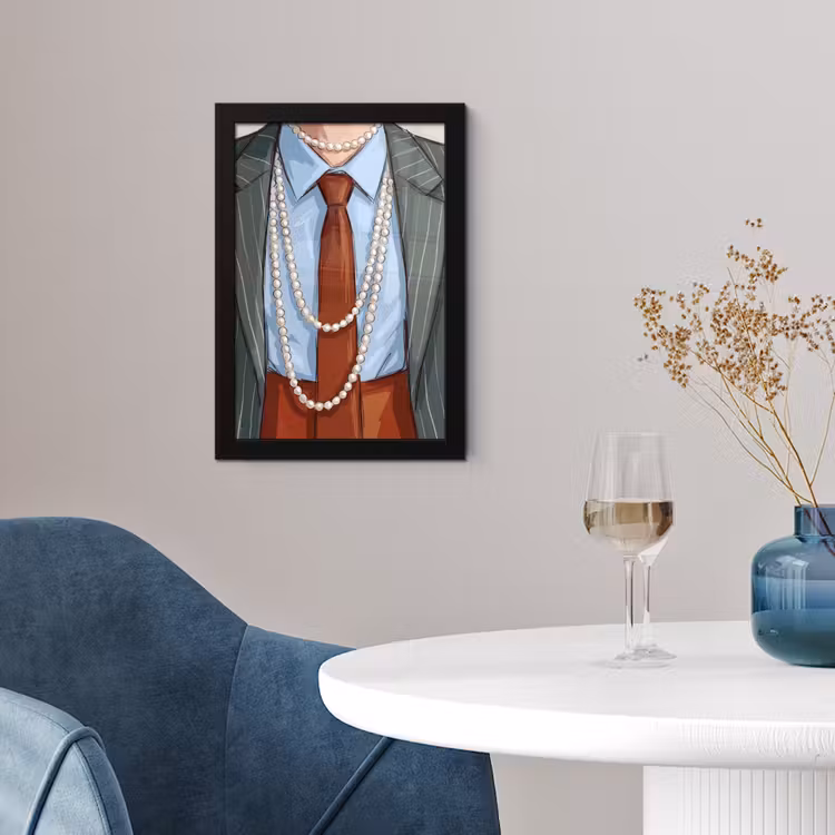 Kleding - Strik - Parels - Klassiek - Mode fotolijst zwart zonder passe partout klein -sfeer4
