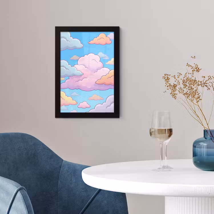 Wolk - Lucht - Natuur - Illustratie - Pastel fotolijst zwart zonder passe partout klein -sfeer4