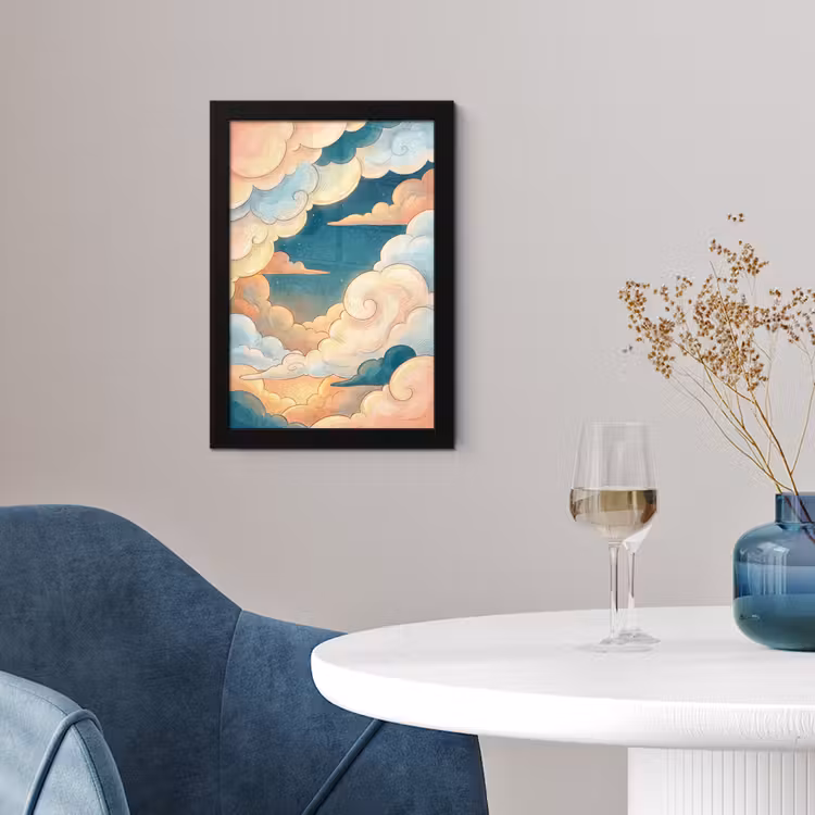 Wolk - Lucht - Natuur - Illustratief - Oranje fotolijst zwart zonder passe partout klein -sfeer4