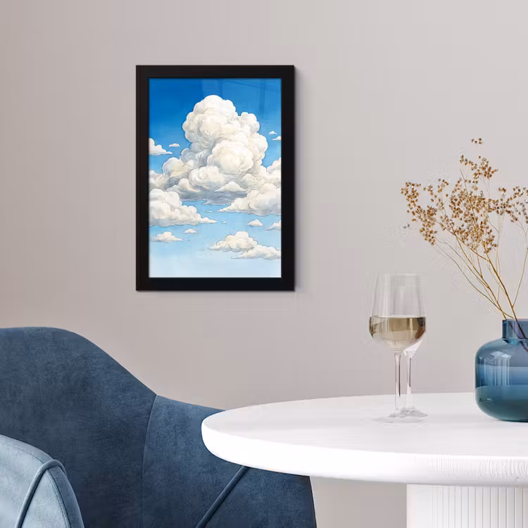 Wolken - Blauwe lucht - Natuur - Modern - Wit fotolijst zwart zonder passe partout klein -sfeer4