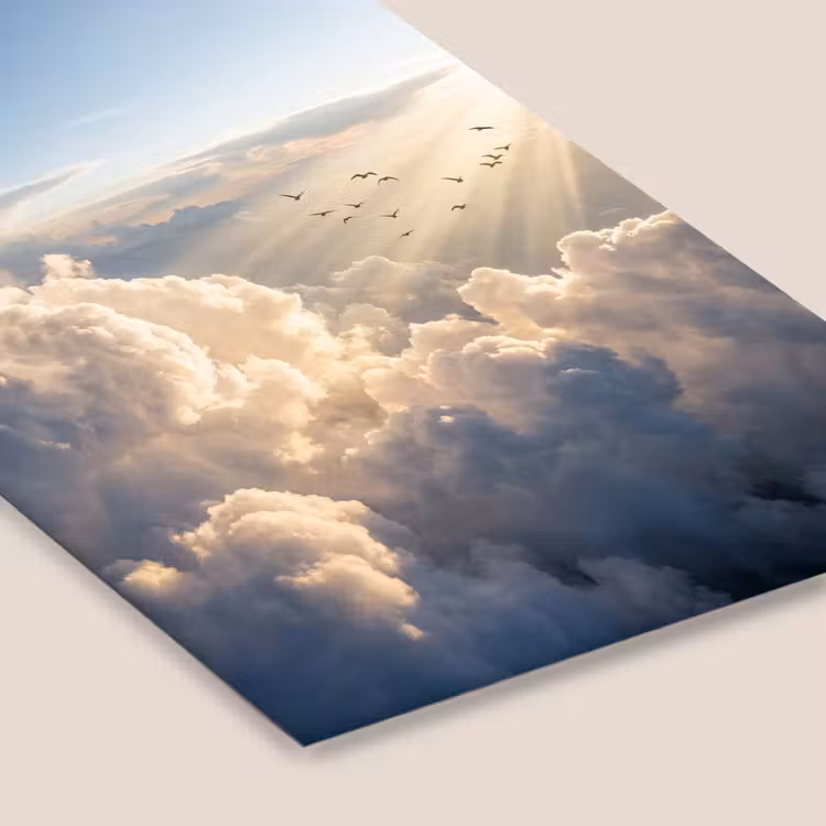 Wolken - Zonnestralen - Natuur - Wit fotolijst zwart zonder passe partout klein -zsfeer6