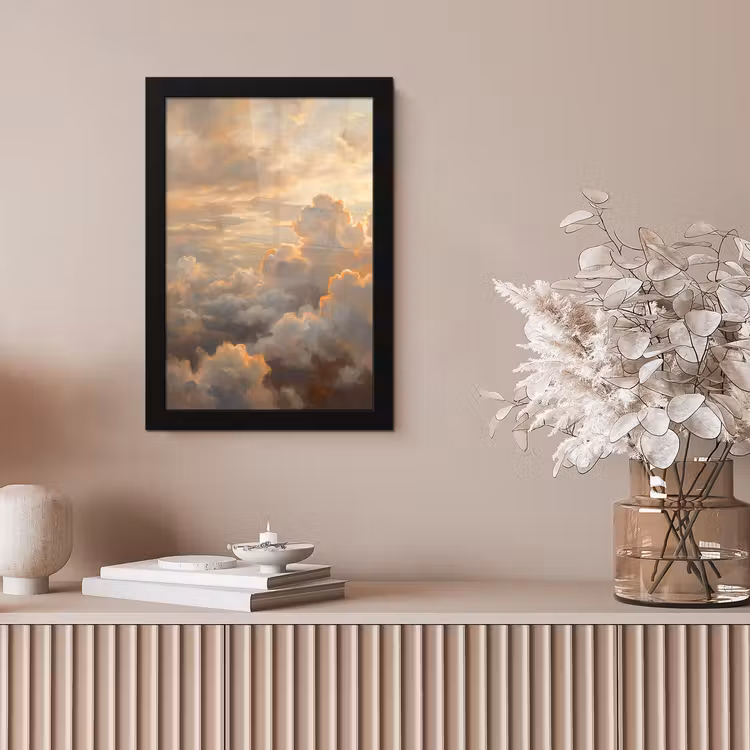 Wolken - Zonsondergang - Natuur - Abstract - Goud fotolijst zwart zonder passe partout klein -sfeer5