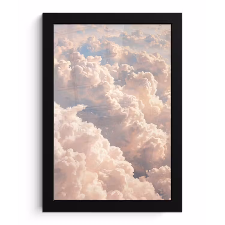 Wolken - Zonsondergang - Natuur - Pastel - Roze fotolijst zwart zonder passe partout klein -3d