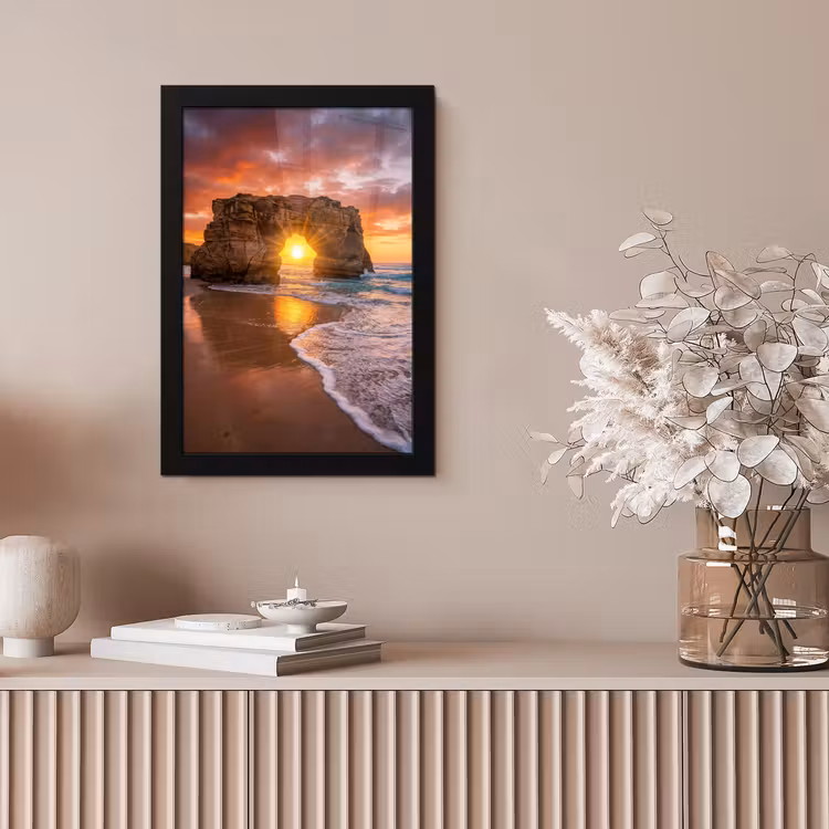 Kust - Rots - Zonsondergang - Zee - Natuur fotolijst zwart zonder passe partout klein -sfeer5